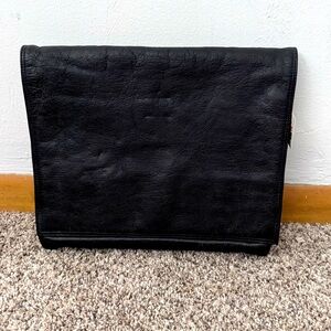 Vintage deadstock Petite Fleur by Bodenshatz black leather attache bag